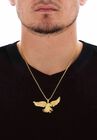 Yellow Gold Plated Round Black Flying Eagle Pendant Cubic Zirconia, , alternate image number null