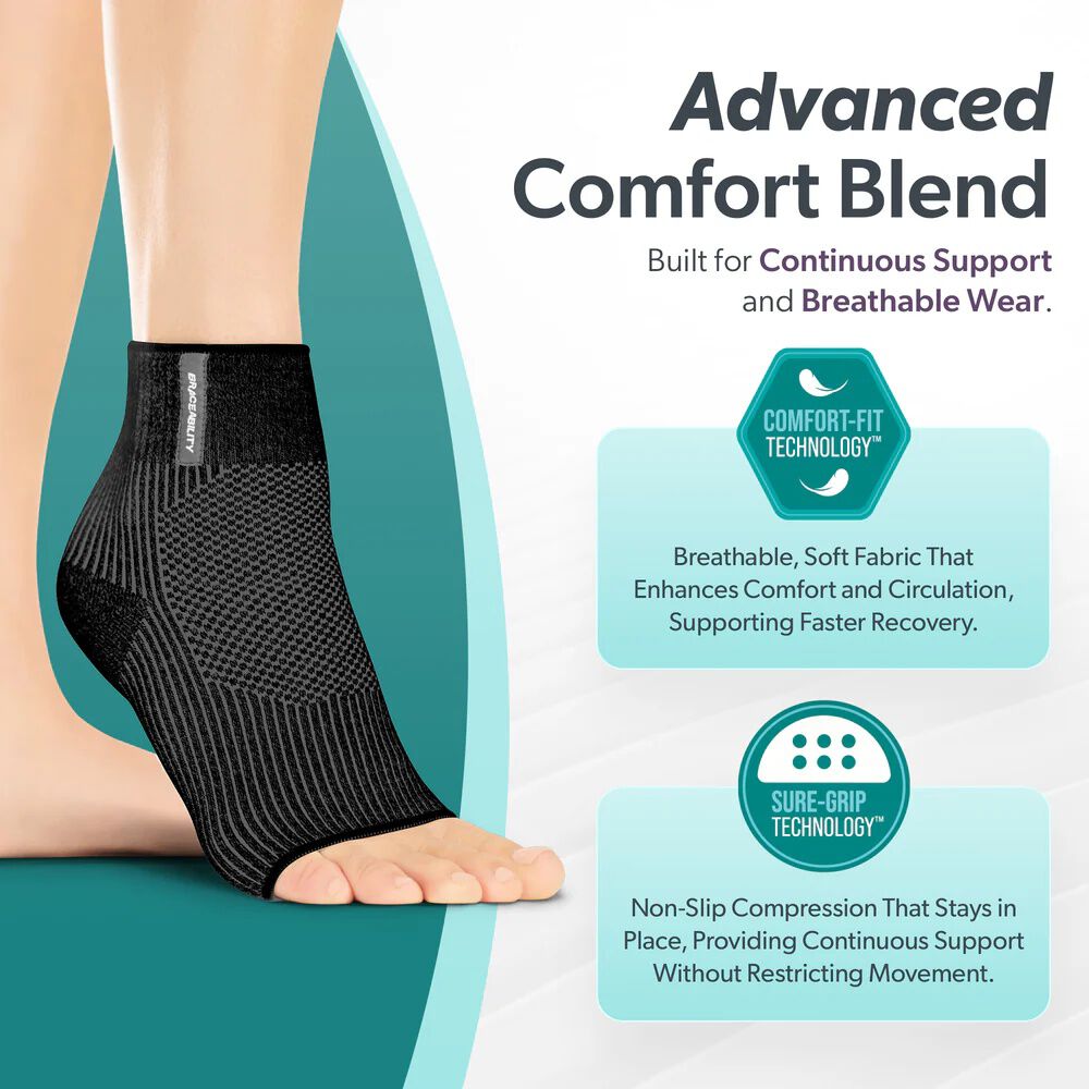 Comfort Ankle Compression Sleeve, BLACK, alternate image number 2