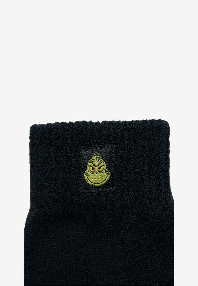 Men's Dr Seuss Grinch Knit Beanie Hat & Touch Screen Gloves Christmas, BLACK, alternate image number 3