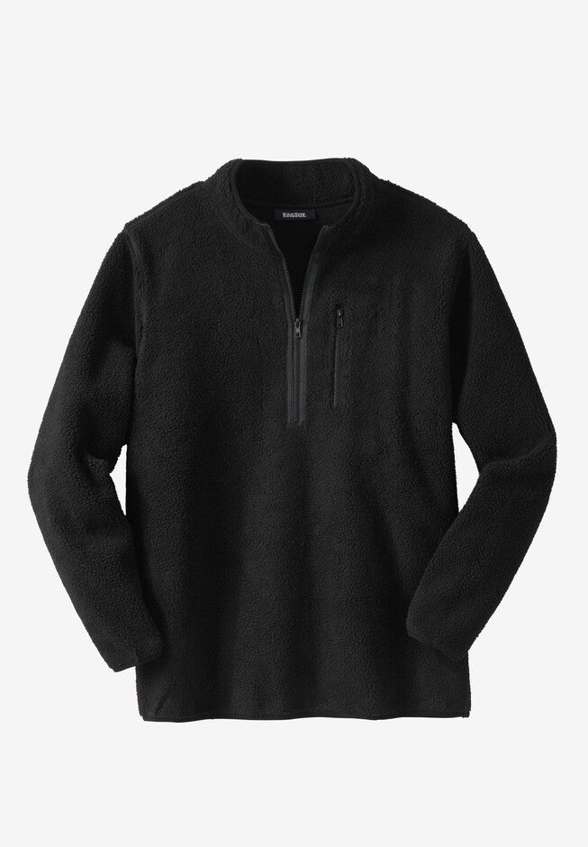 Zip-Front Sherpa Jacket, BLACK, hi-res image number null