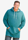 Fleece longer-length pullover hoodie, HEATHER MIDNIGHT TEAL, hi-res image number null