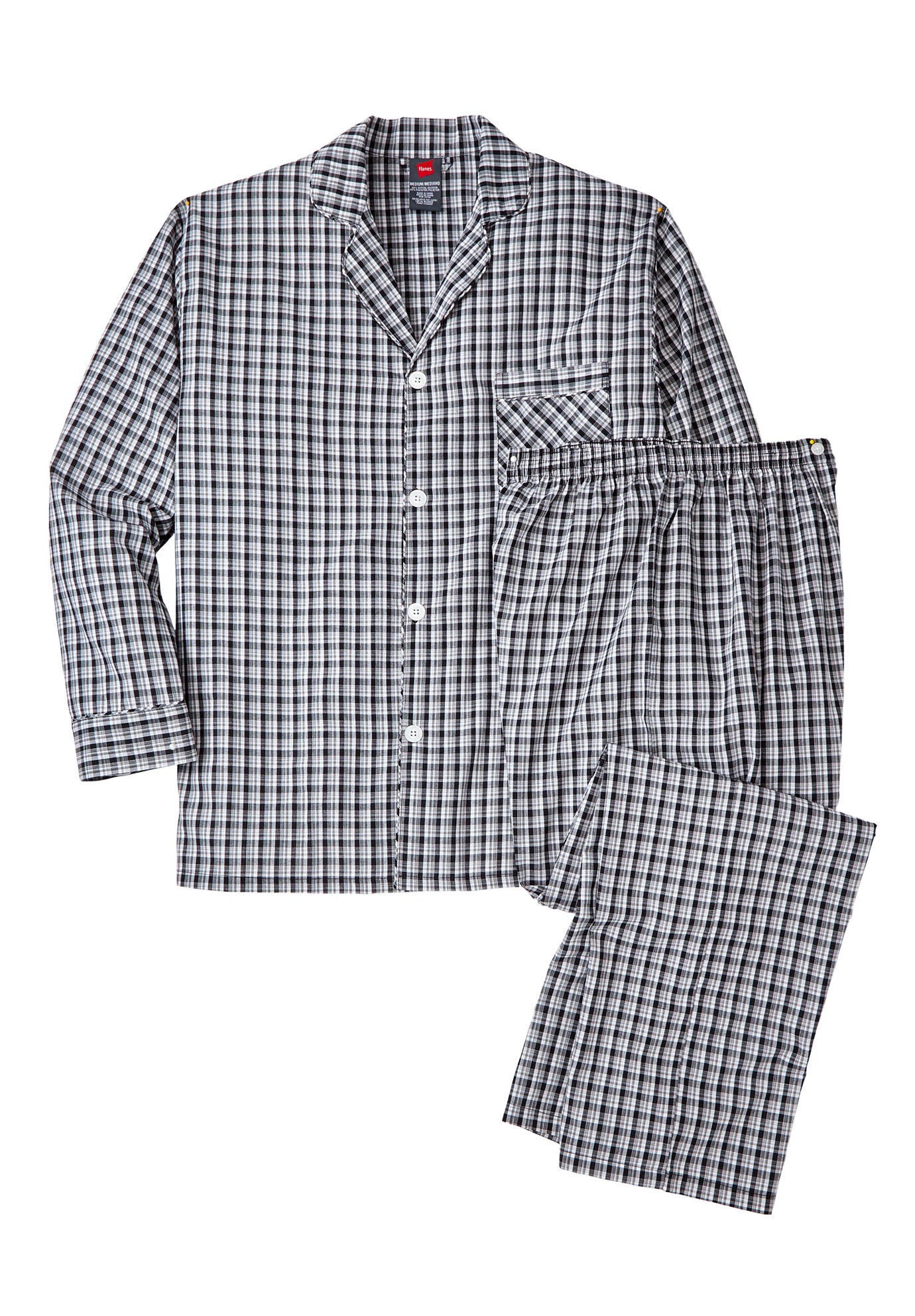 Hanes&reg; Woven Pajamas, BLACK PLAID, hi-res image number 0