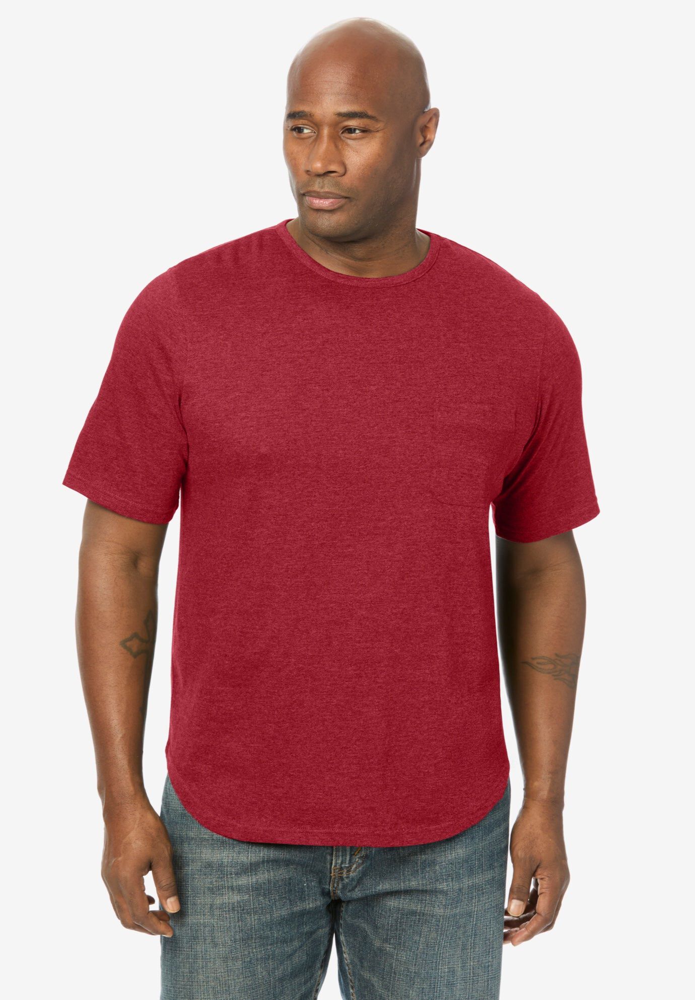 SILVER Cooling Pocket Crewneck, HEATHER BURGUNDY, hi-res image number 0