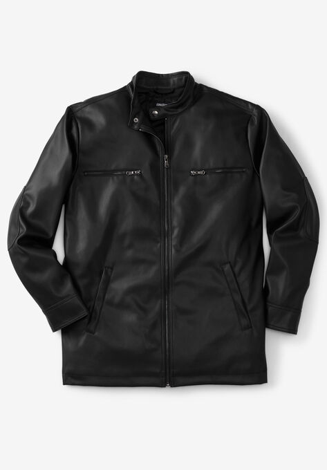 Faux Leather Moto Jacket, BLACK, hi-res image number null