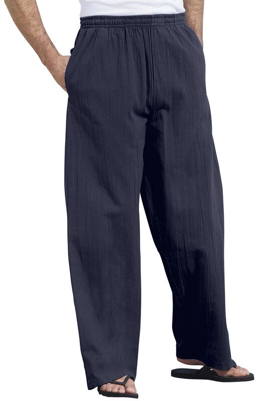 Navy Big 5XL KingSize KS Island Mens Big /& Tall Full Elastic Waist Gauze Cargo Shorts