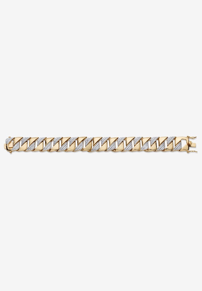 Men's Yellow Gold Plated Diamond Accent Link Bracelet (14.5mm), 9.5 inches, , alternate image number 3