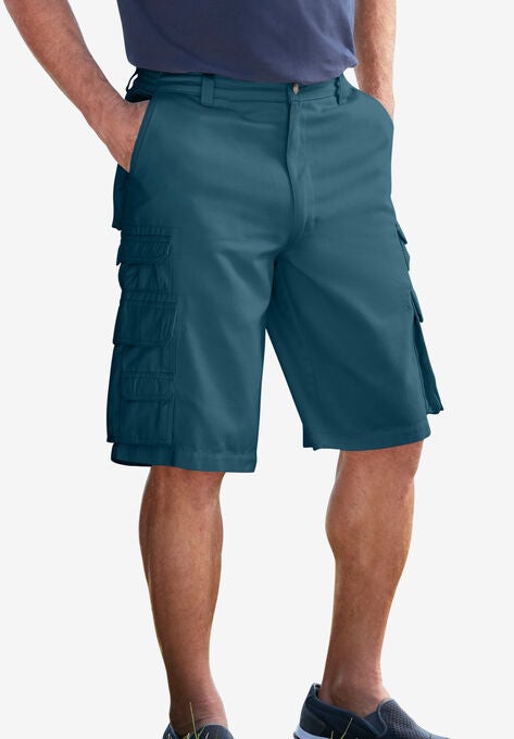 Boulder Creek® 12" Side-Elastic Stacked Cargo Pocket Shorts, MIDNIGHT TEAL, hi-res image number null