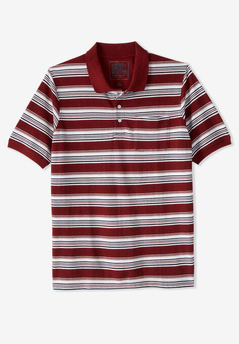 Liberty Blues™ Pocket Piqué Polo Shirt, Solids & Stripes, RICH BURGUNDY GROUND MULTI STRIPE, hi-res image number null