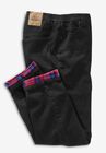 Flannel-Lined Side-Elastic Jeans, , alternate image number null