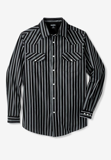 Western Snap Front Shirt, BLACK STRIPE, hi-res image number null