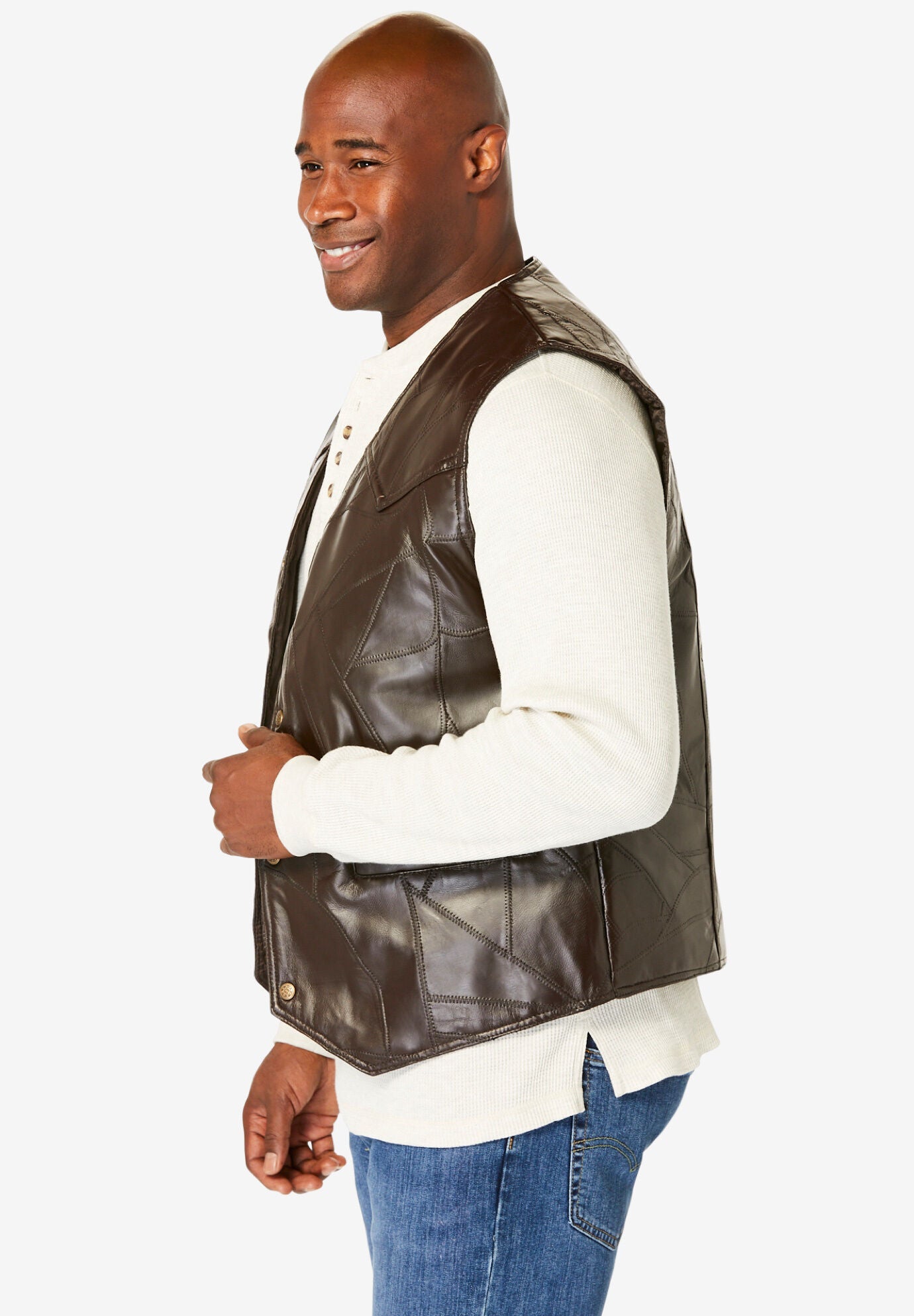Embossed leather vest shop