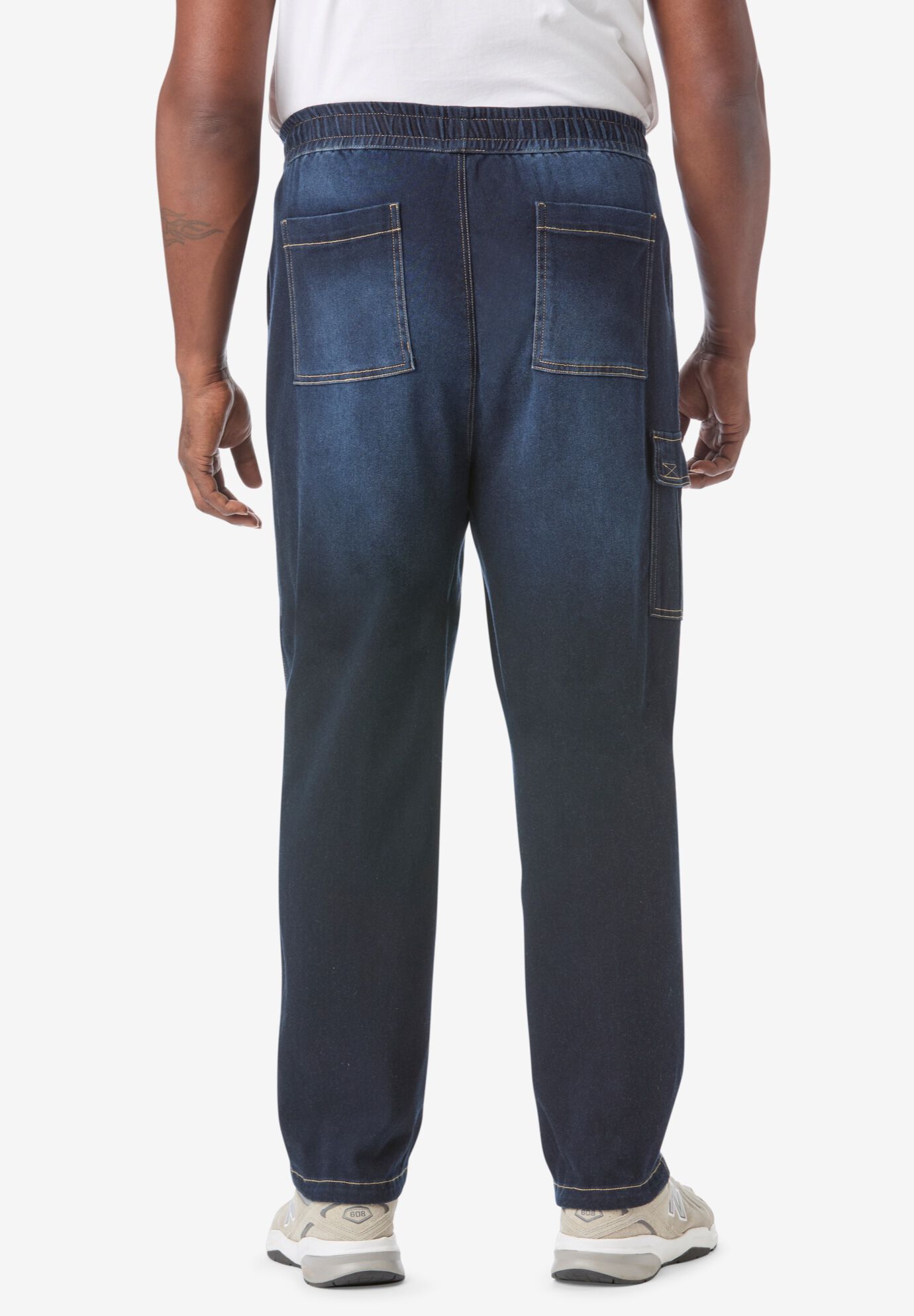 Pull-on Adjustable Denim Sweats, INDIGO, alternate image number 2