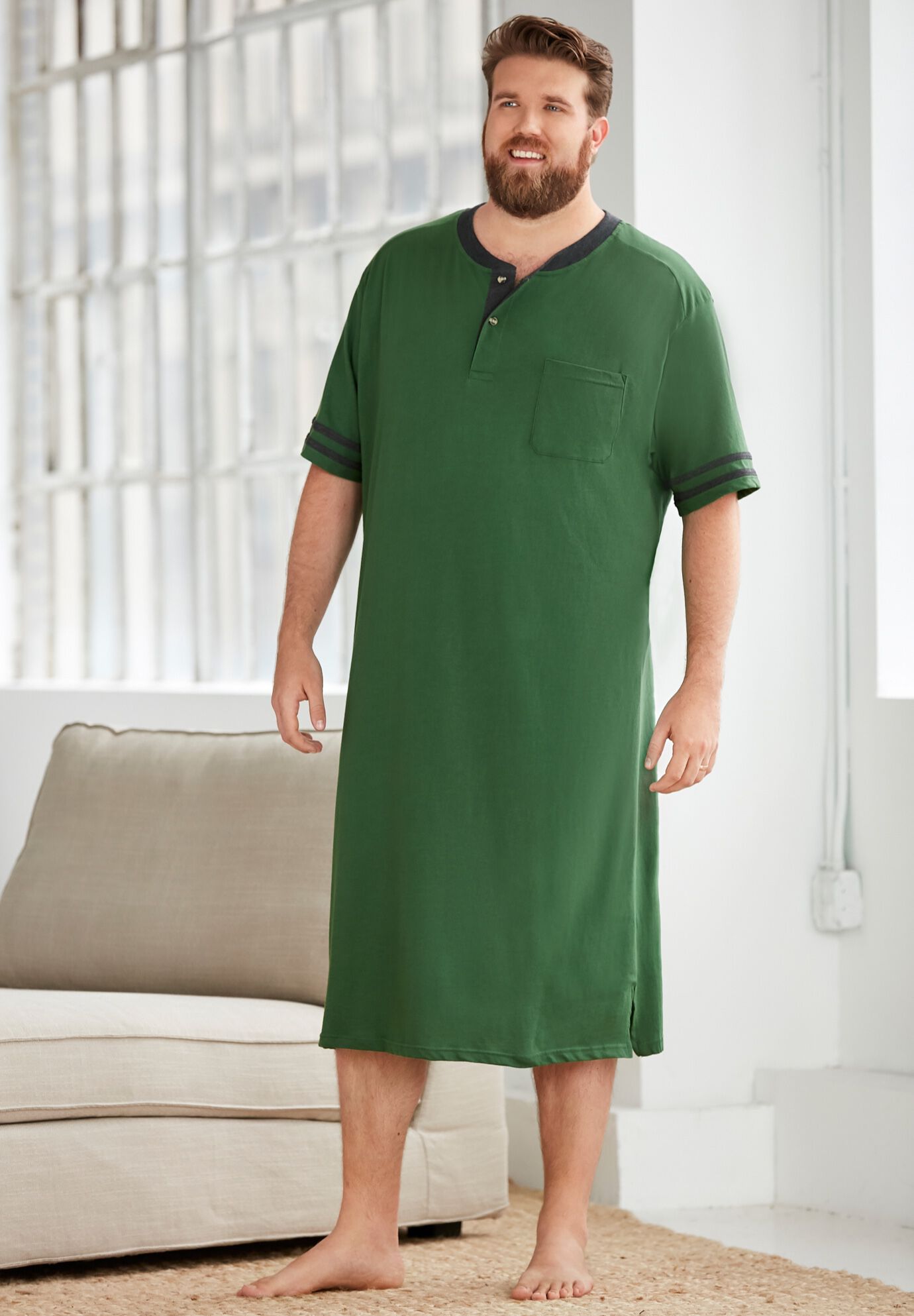 long sleeve henley nightgown