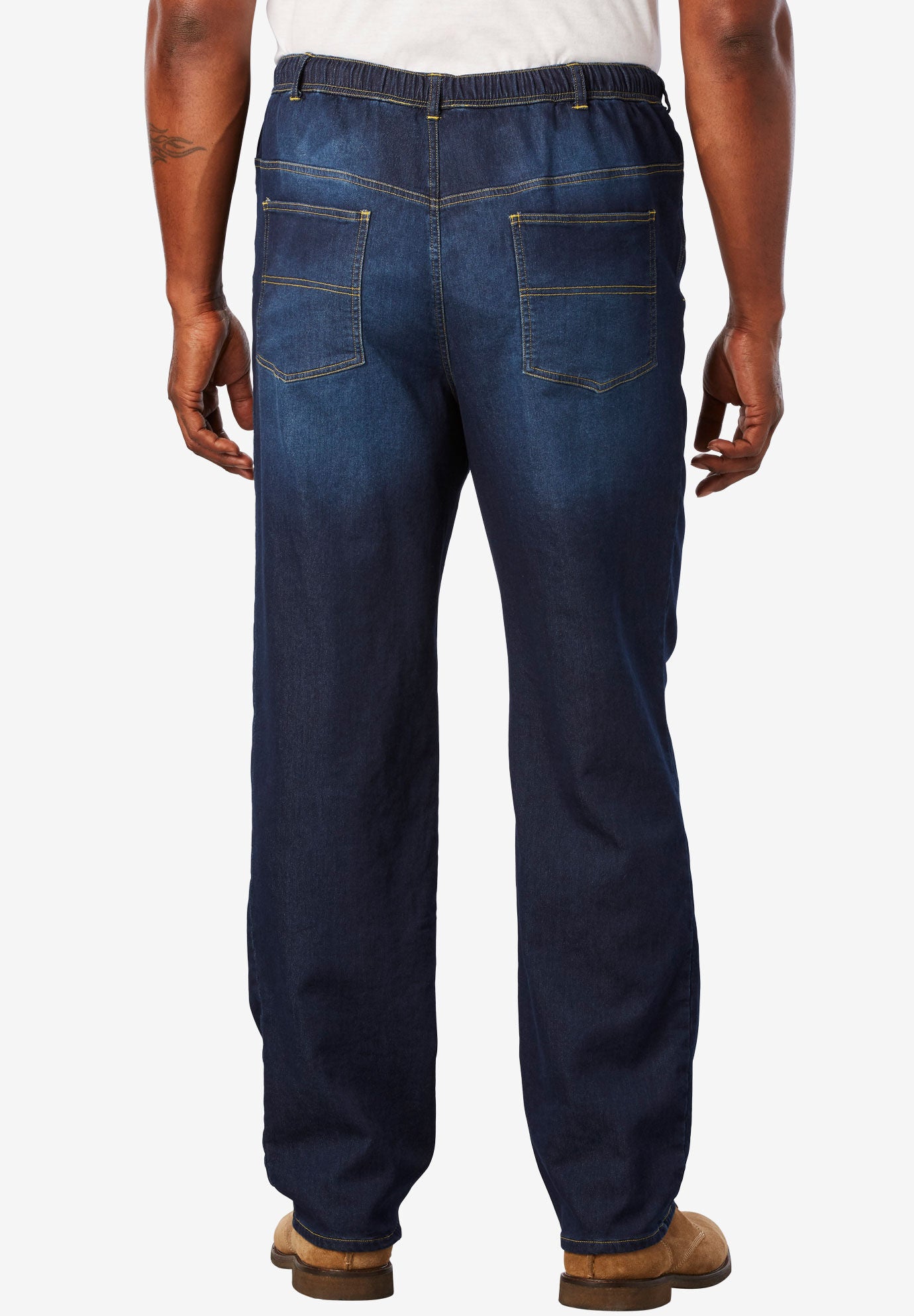 5 Pocket Denim Look Relaxed Fit Sweatpants Indigo King Size