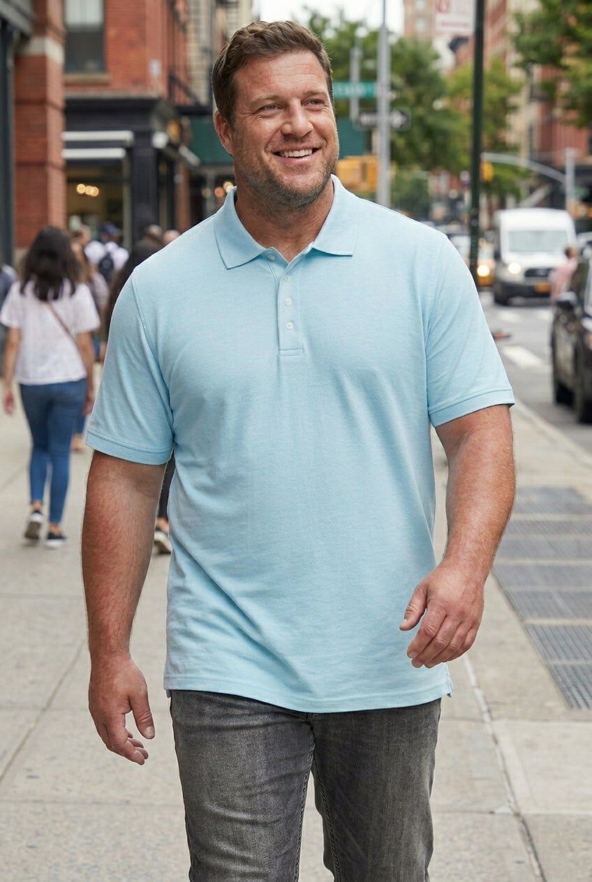 Shrink-Less&trade; Classic Cotton Polo Shirt, ICE BLUE