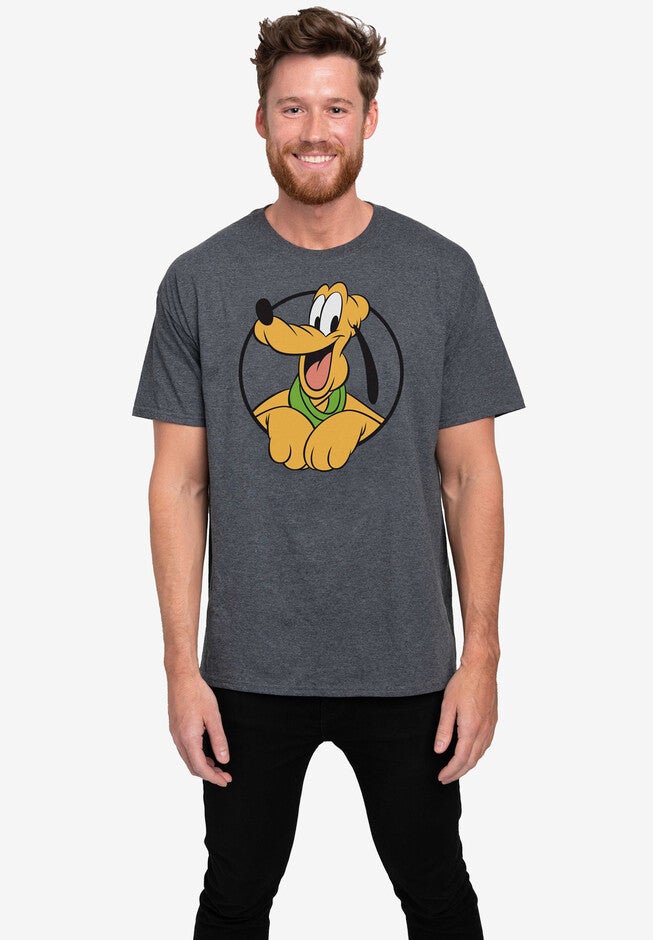 Men's Disney Pluto Short Sleeve T-Shirt Charcoal Gray, CHARCOAL GREY, hi-res image number 0