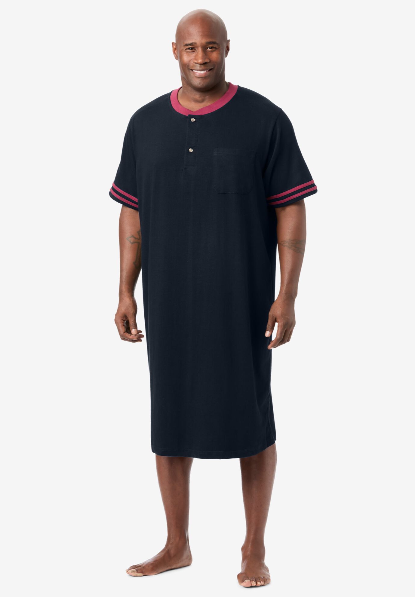 Nightshirt Henley ShortSleeve Sleepwear, Multi Tie Dye King Size