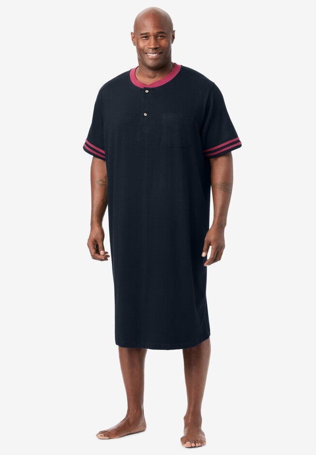 Nightshirt Henley ShortSleeve Sleepwear, Multi Tie Dye King Size