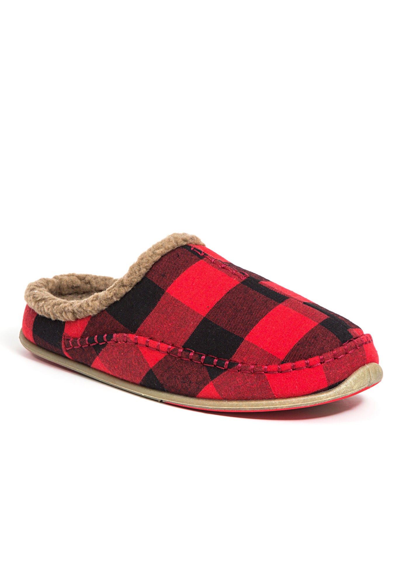 Nordic Plaid Indoor/Outdoor Slippers, RED BLACK, hi-res image number 0