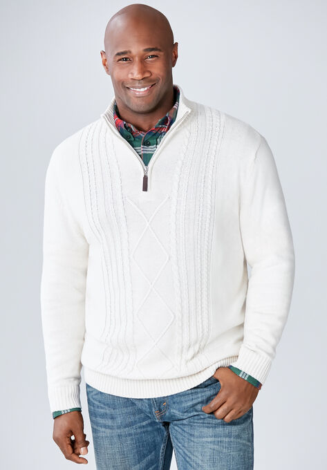 Liberty Blues™ Shoreman's Quarter Zip Cable Knit Sweater, , alternate image number null