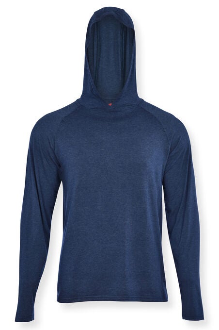 MEN'S HANES RED LABEL LONG SLEEVE SLEEP HOODIE, NAVY HEATHER, hi-res image number null