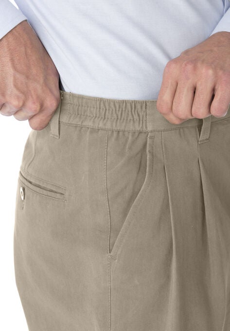 Wrinkle-Free Double-Pleat Pant with Side-Elastic Waist, , alternate image number null