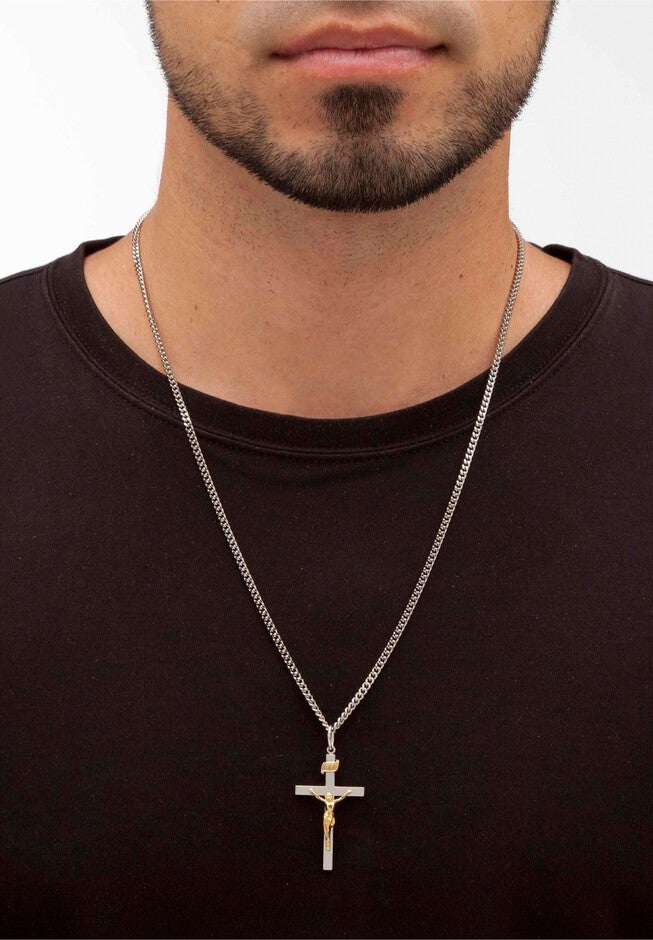 Sterling Silver Crucifix Cross Pendant with 24 inches Chain, , alternate image number 2