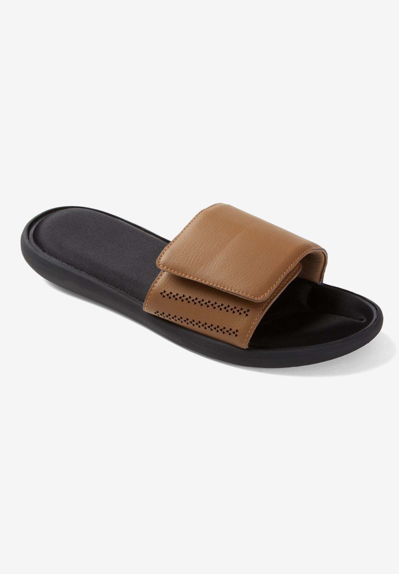 Memory Foam Slide Sandal with Adjustable Strap, Brown | King  display picture 1