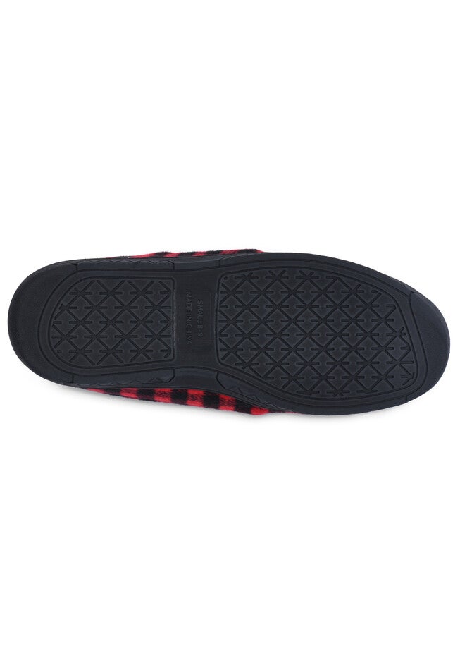 Mens Holiday Plaid Mocassin Slipper With Velour Lining, , alternate image number null