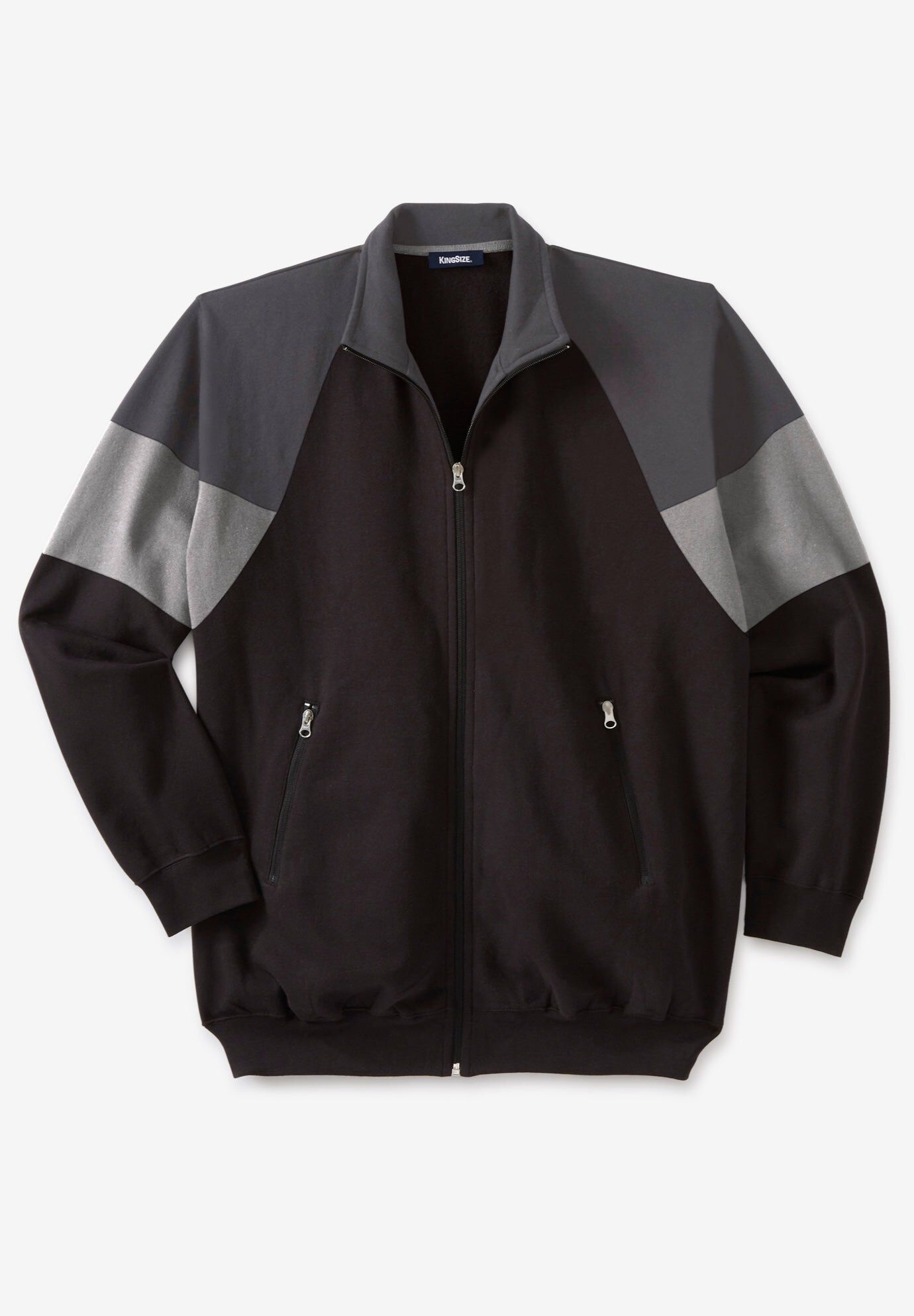 Wicking Full Zip Track Jacket - Relaxed Fit, Black