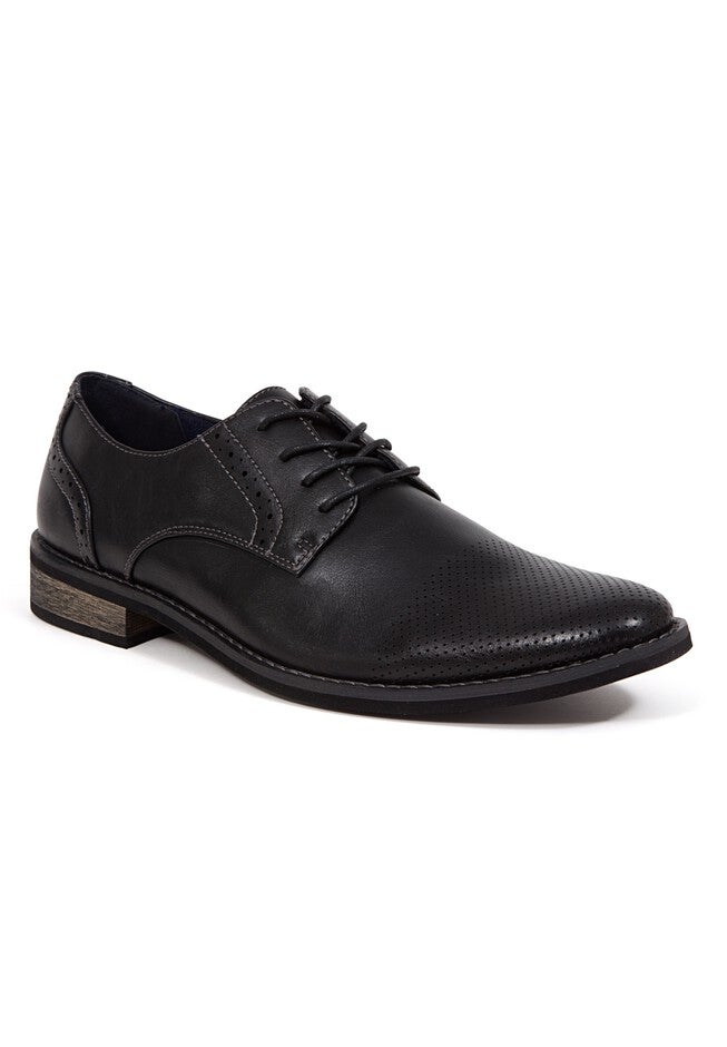 Deer Stags® Avenal Lightweight Perf Cap Toe Oxford Shoes with Memory Foam, BLACK, hi-res image number null