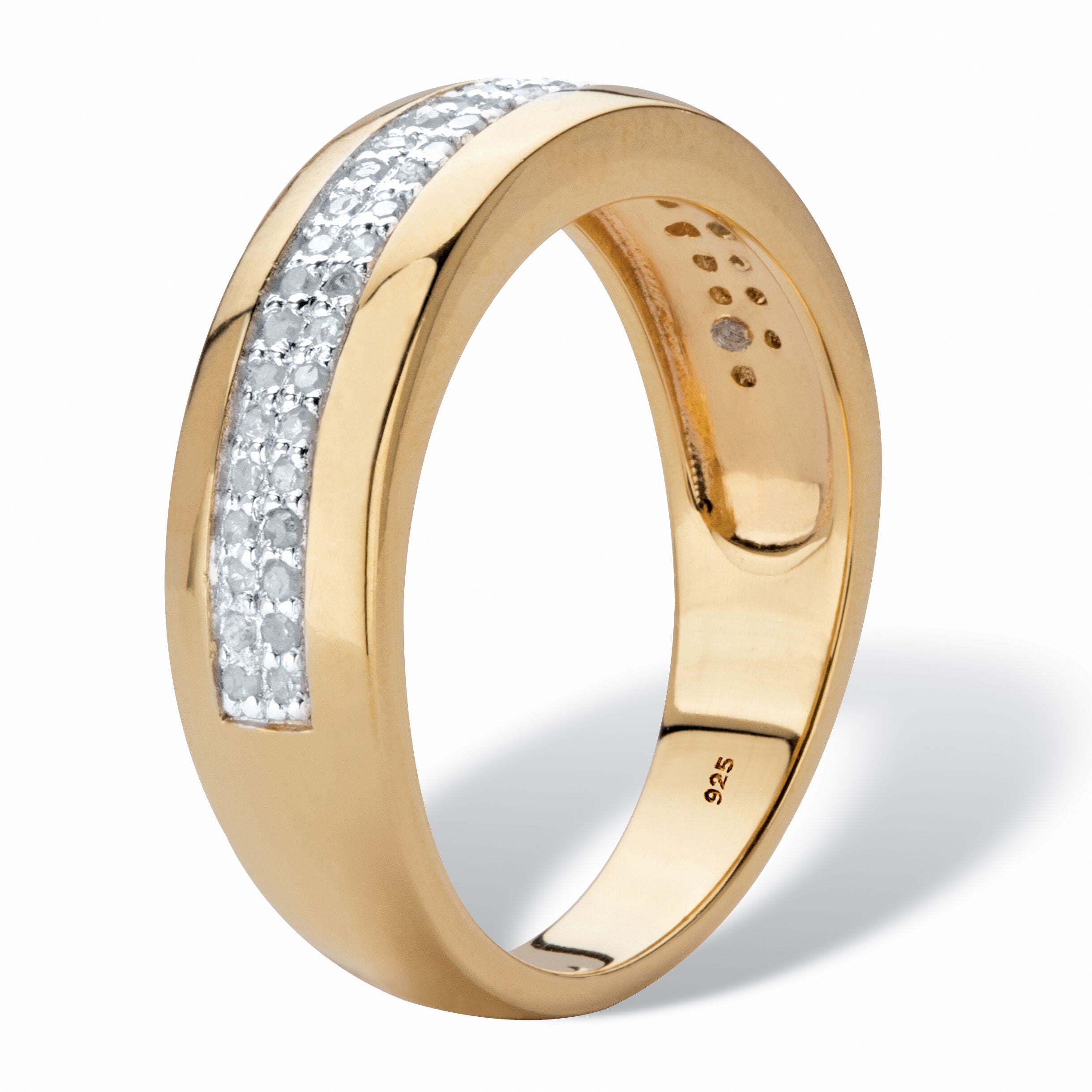 Men&#39;s 1/5 Cttw. Diamond Accent 18k Gold-plated Sterling Silver Wedding Ring, WHITE, on-hover image number 1