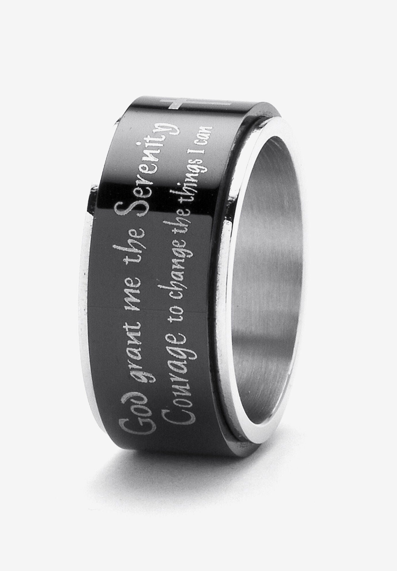 Stainless Steel Enamel Serenity Prayer Ring (9.5Mm), , on-hover image number 1