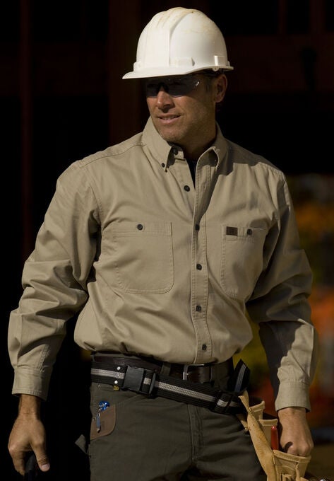 Long-Sleeve Cotton Work Shirt by Wrangler®, , alternate image number null