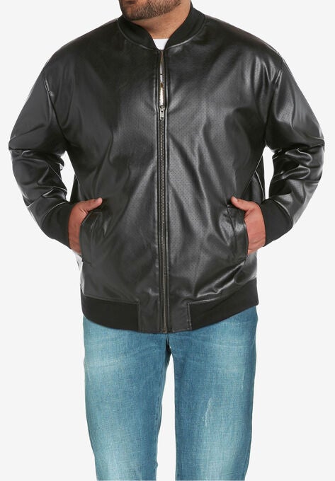 Perforated Faux Leather Jacket By Mvp Collections Big And Tall Perforated Faux Leather Jacket By Mvp Collections