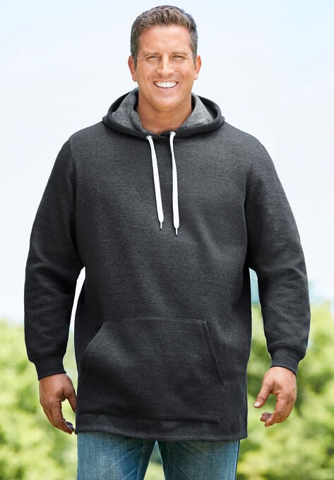 Fleece longer-length pullover hoodie, , alternate image number null