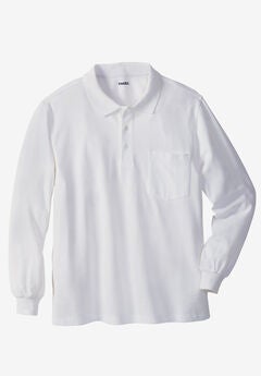 Long-sleeve Piqu&eacute; Polo, WHITE