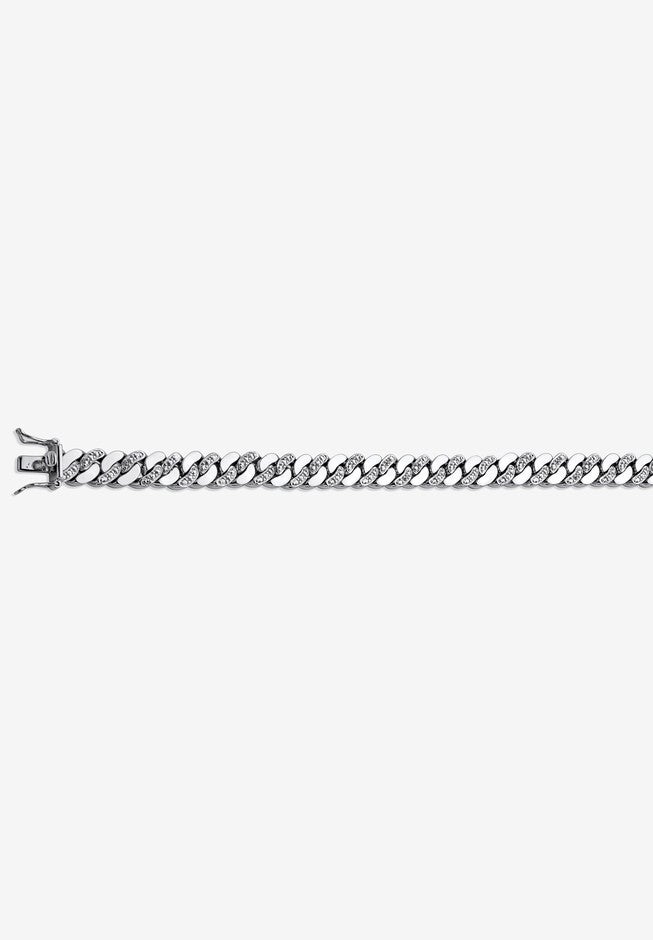 Men'S Platinum Plated Curb Link Bracelet (9Mm), Genuine Diamond Accent 9.5 inches, , alternate image number 3