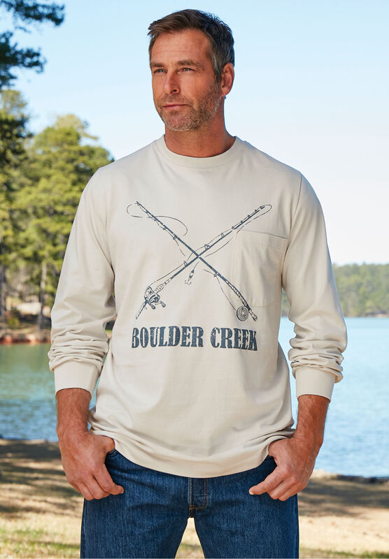 Boulder Creek by Kingsize Mens Big /& Tall Heavyweight Crewneck Long-Sleeve Pocket T-Shirt