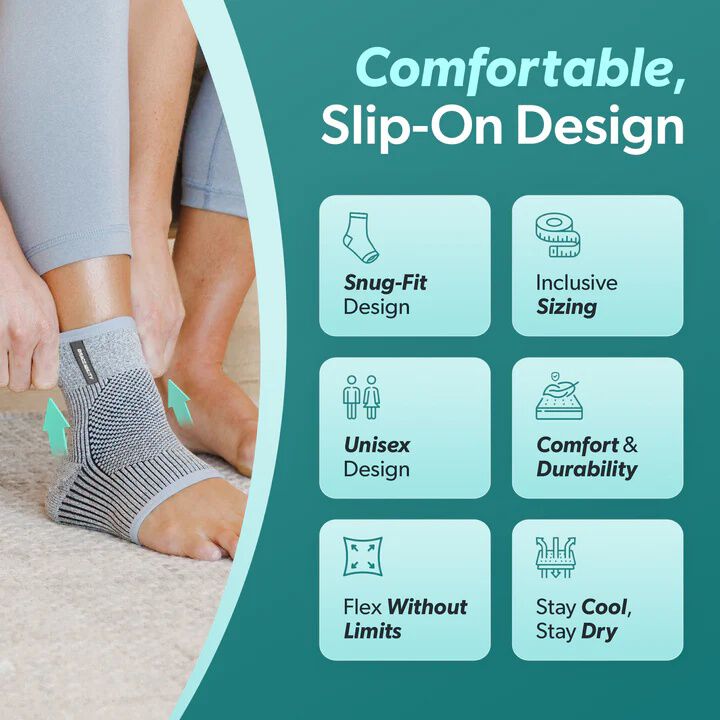 Comfort Ankle Compression Sleeve, GRAY, alternate image number 4