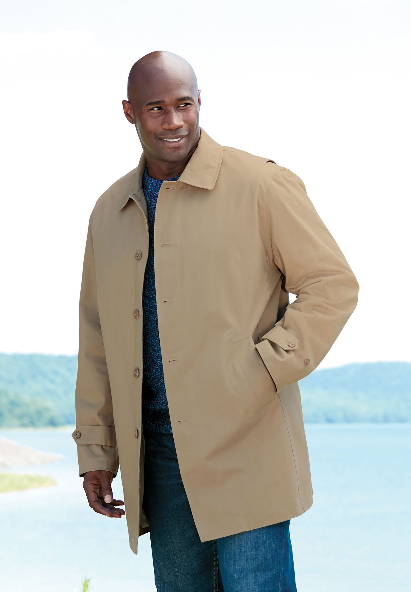 KingSize Mens Big & Tall Water-Resistant Trench Coat