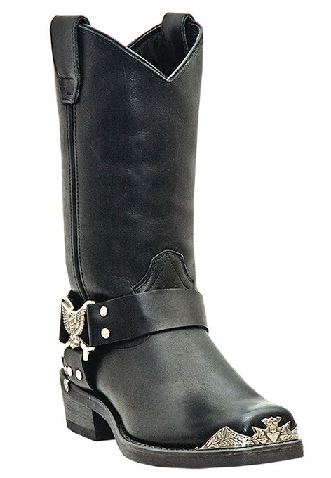 Dingo 12" Leather Eagle Harness Strap Boots, BLACK, hi-res image number null