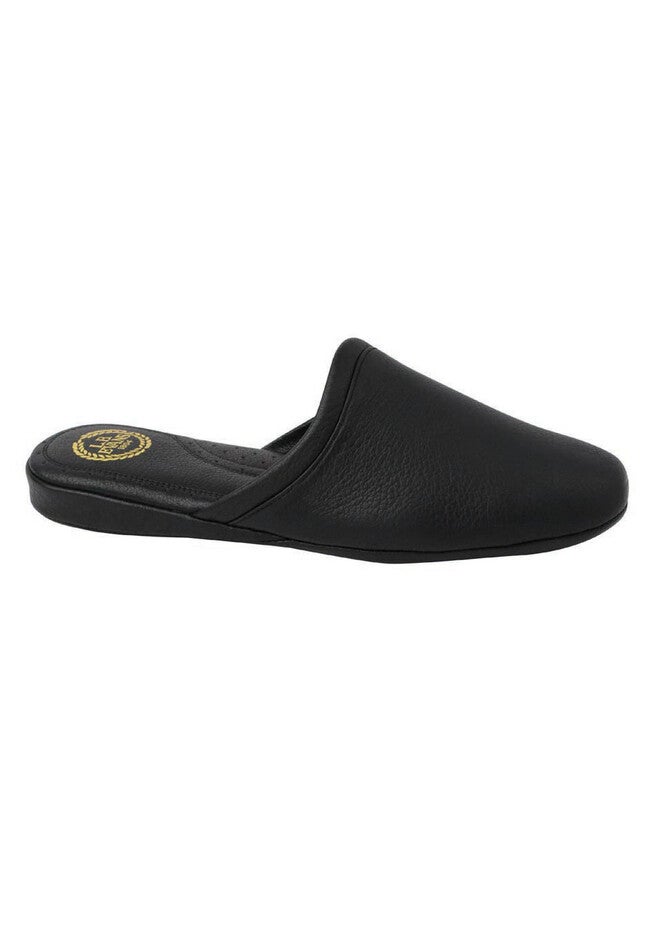 L.B. Evans Aristocrat Scuff Leather Slippers, BLACK, hi-res image number 0