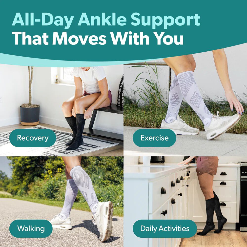 Closed Tall Knee High Compression Socks, BLACK, alternate image number 3