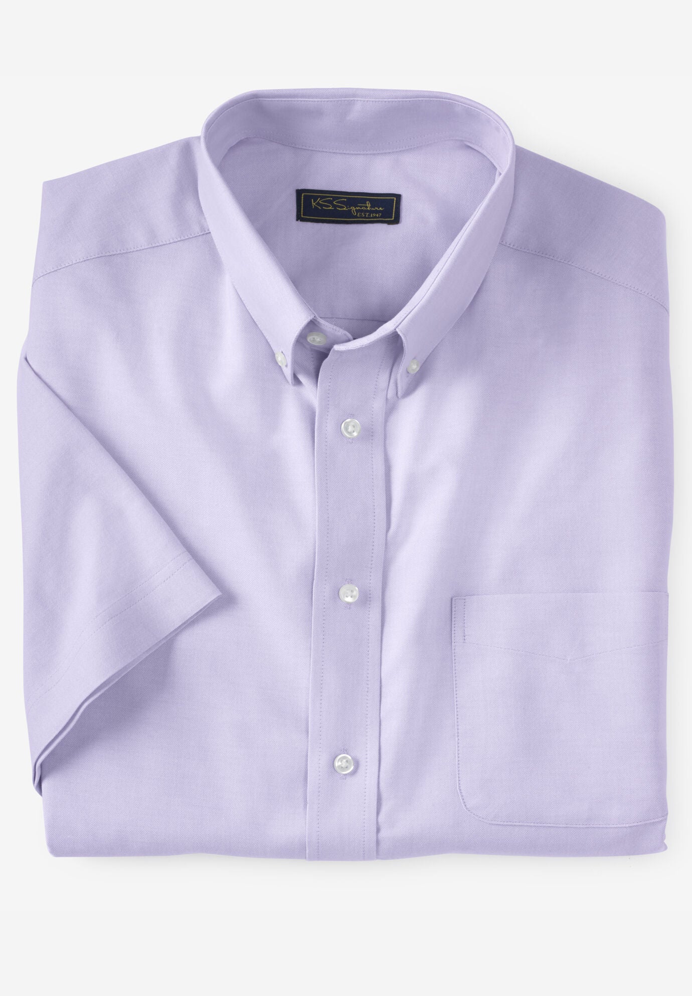 KingSize Men s Big Tall Wrinkle Free Short Sleeve Oxford Dress Shirt 20 Soft Purple