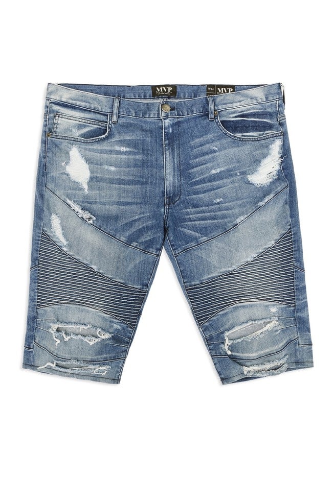 MVP Collections® Denim Moto Shorts, LIGHT WASH, hi-res image number null