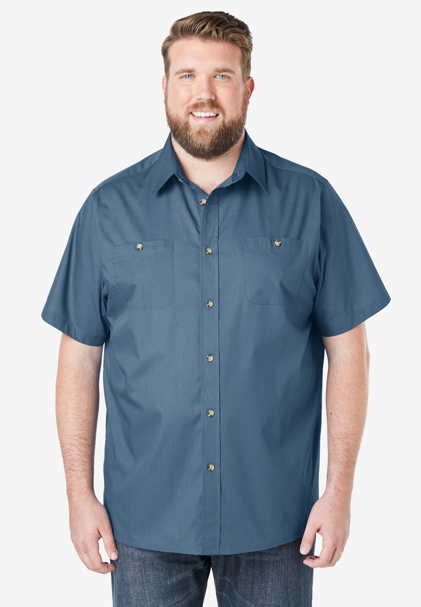 KingSize Mens Big /& Tall Striped Short-Sleeve Sport Shirt