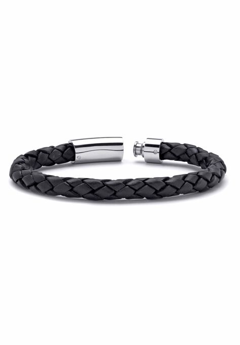 Stainless Steel and Twised Braid Leather Bracelet, , on-hover image number null