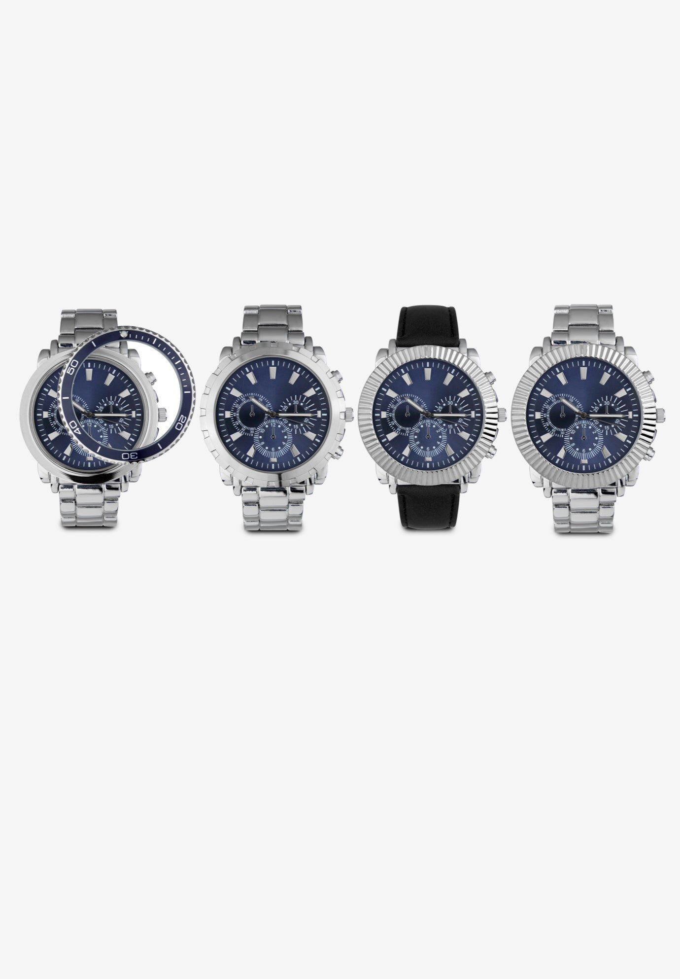 Silvertone/Black Watch Set, SILVER BLACK, hi-res image number 0