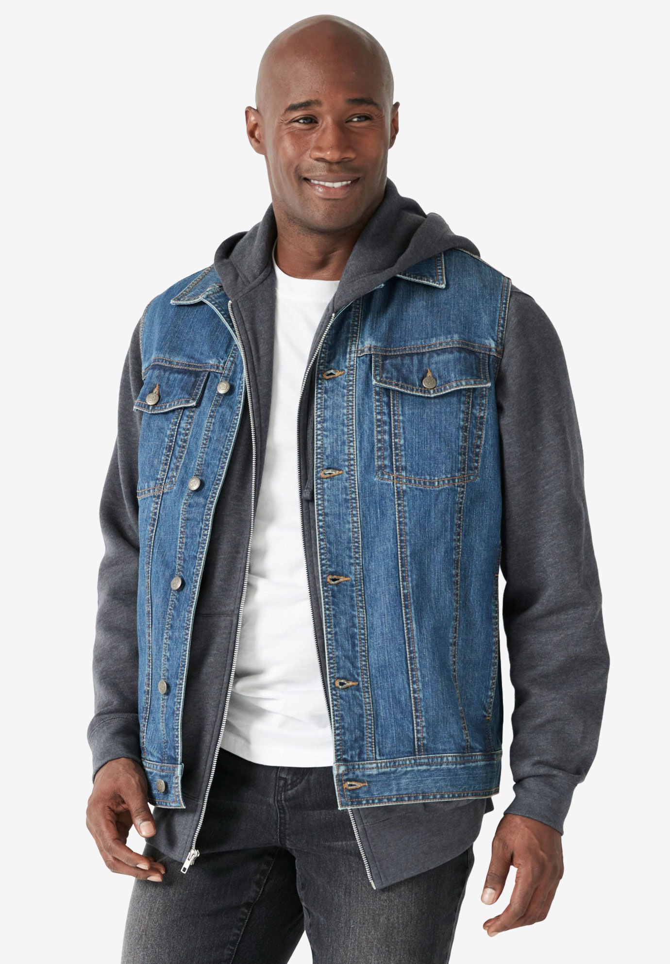 Men s Liberty Blues Denim Vest Black Denim King Size